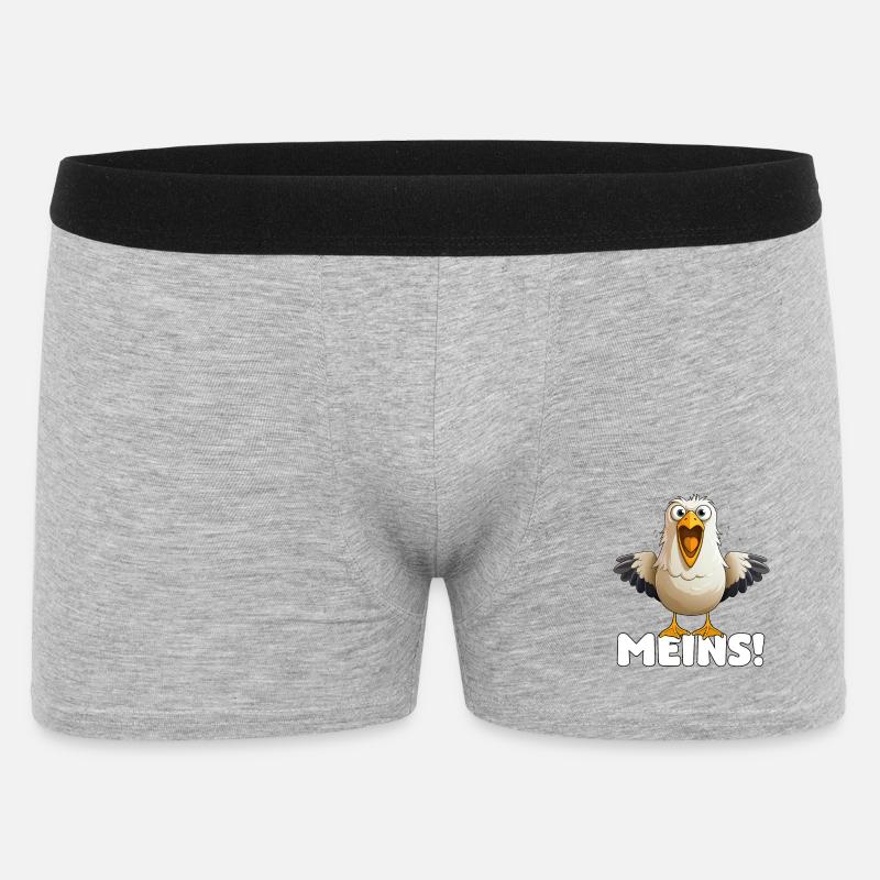 MEINS! Freche Möwe – Strandhumor - Männer Boxer Shorts - Grau meliert
