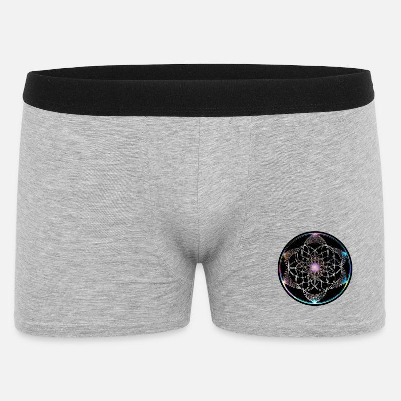 Blume des Lebens Farbige Geometrie Kreis - Männer Boxer Shorts - Grau meliert