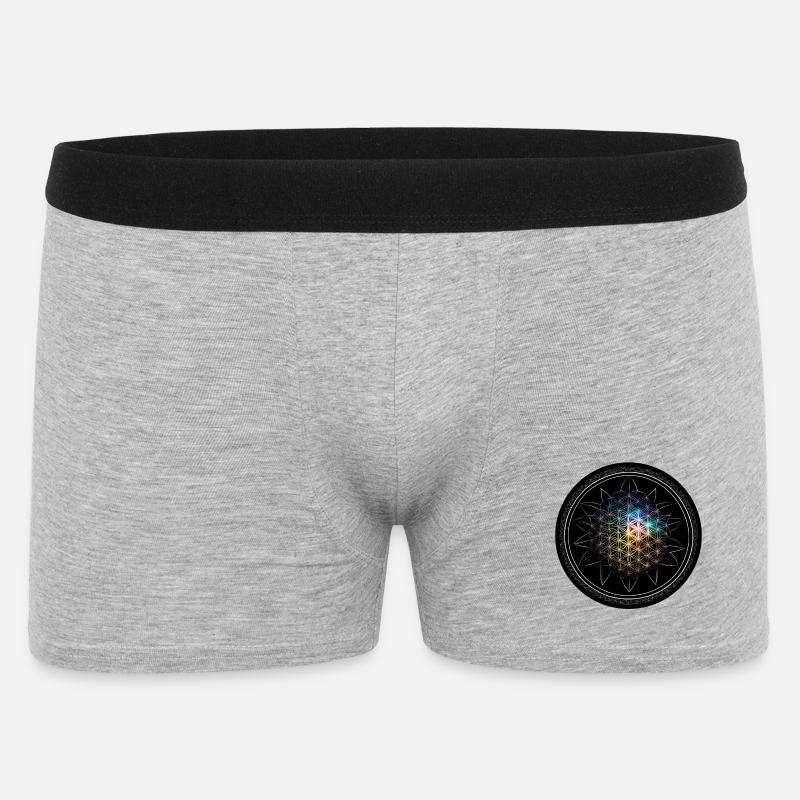 Blume des Lebens Regenbogen - Männer Boxer Shorts - Grau meliert