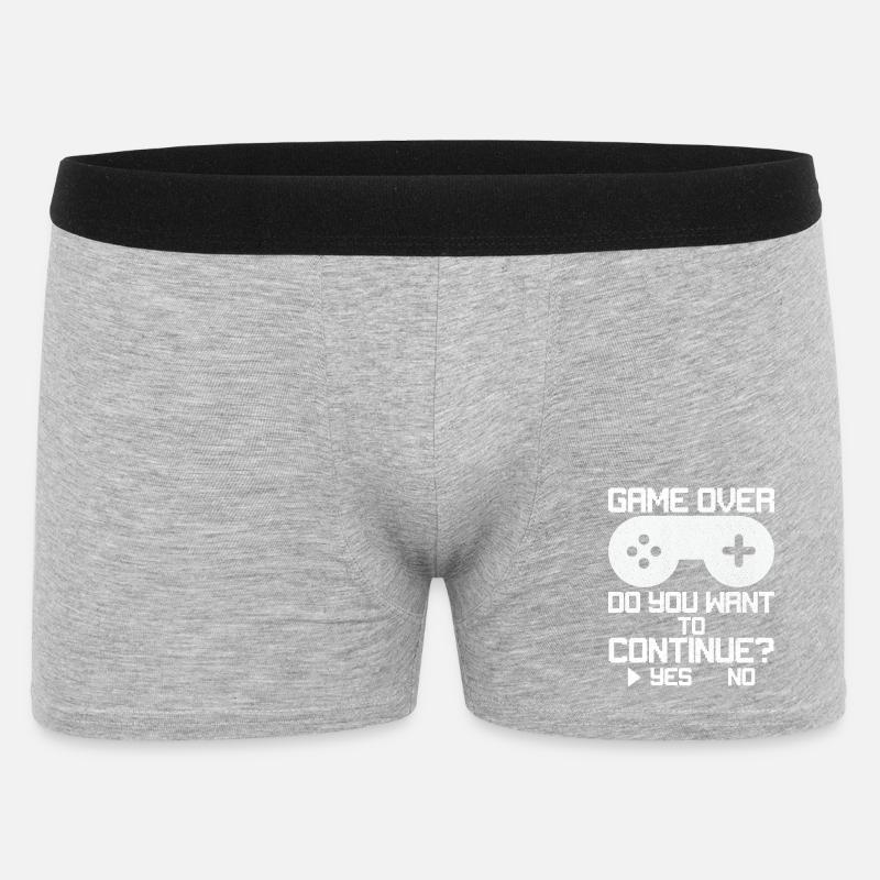 Game Over Willst du weitermachen? - Männer Boxer Shorts - Grau meliert