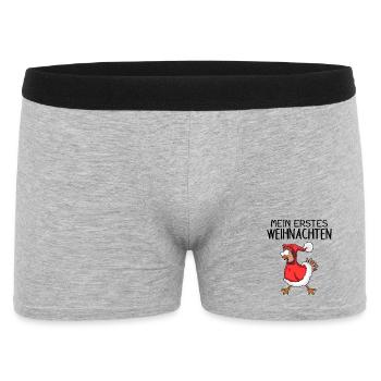 Weihnachtshuhn Frohe Weihnachten Huhn Baby Spruch - Männer Boxer Shorts - Grau meliert - Vorne