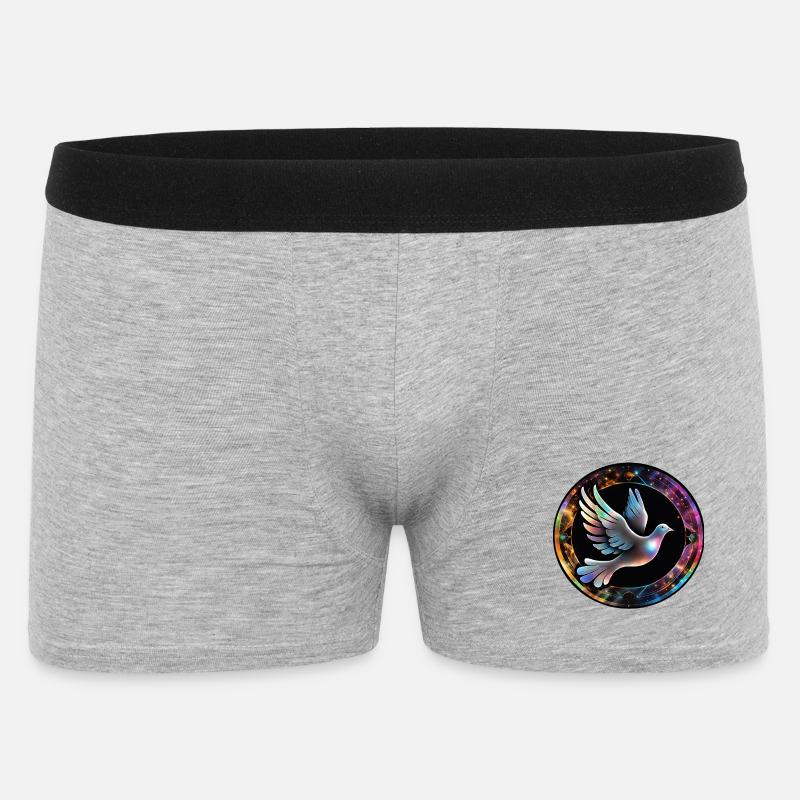 Kosmische Taube im Farbring - Männer Boxer Shorts - Grau meliert