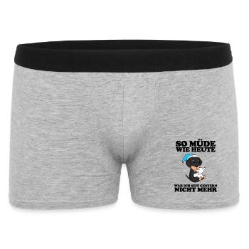 Müde Spruch Verschlafen Schlafen Ausschlafen Faul - Männer Boxer Shorts - Grau meliert - Vorne