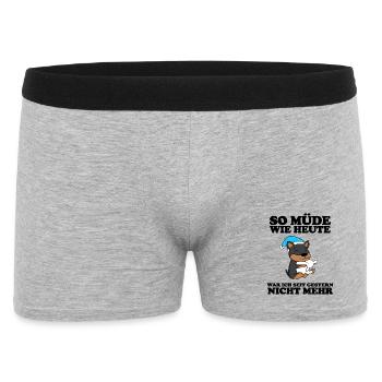 Müde Spruch Verschlafen Schlafen Ausschlafen Faul - Männer Boxer Shorts - Grau meliert - Vorne