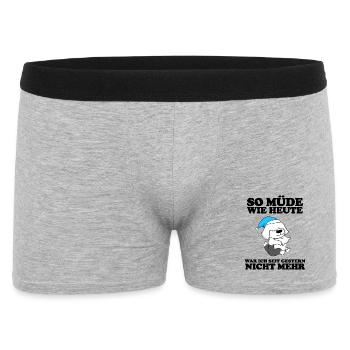 Müde Spruch Verschlafen Schlafen Ausschlafen Faul - Männer Boxer Shorts - Grau meliert - Vorne