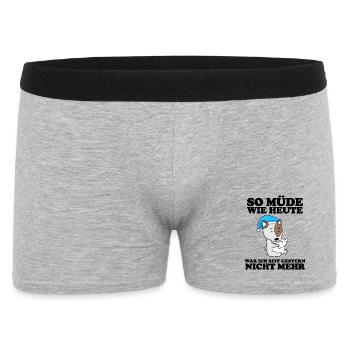 Müde Spruch Verschlafen Schlafen Ausschlafen Faul - Männer Boxer Shorts - Grau meliert - Vorne