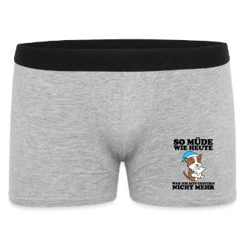 Müde Spruch Verschlafen Schlafen Ausschlafen Faul - Männer Boxer Shorts - Grau meliert - Vorne