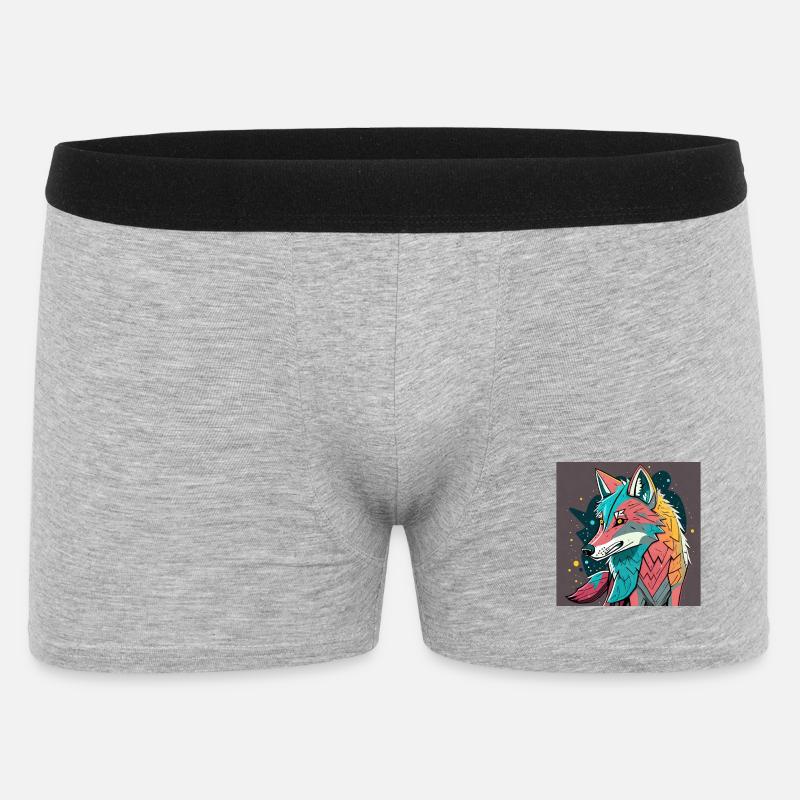 Geometrischer Wolf Farbexplosion - Männer Boxer Shorts - Grau meliert