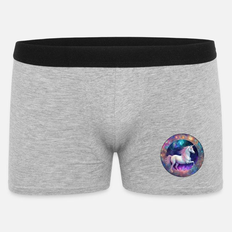 Galaktisches Einhorn Kreis - Männer Boxer Shorts - Grau meliert