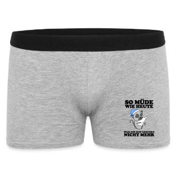 Ausschlafen Müde Spruch lustig Schlafen - Lemur - Männer Boxer Shorts - Grau meliert - Vorne