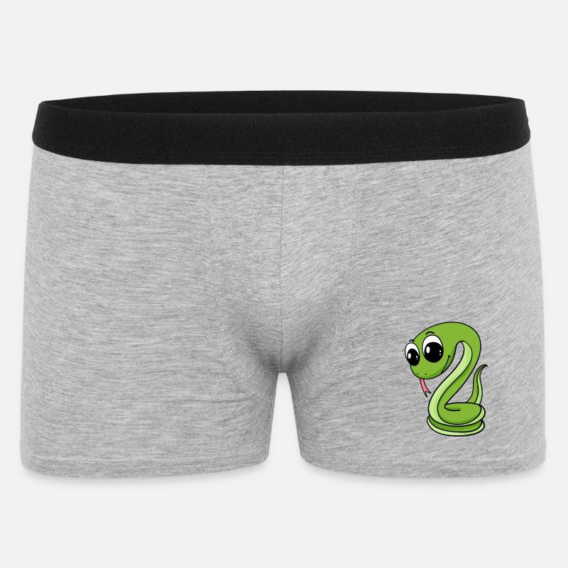 Serpent vert mignon - Boxer Homme - gris chiné