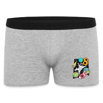 8 Geburtstag Junge Astronaut Rakete - Männer Boxer Shorts - Grau meliert - Vorne