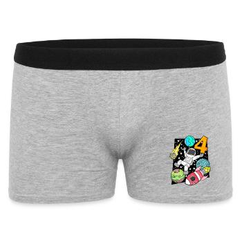 4 Geburtstag Junge Astronaut Rakete Space - Männer Boxer Shorts - Grau meliert - Vorne