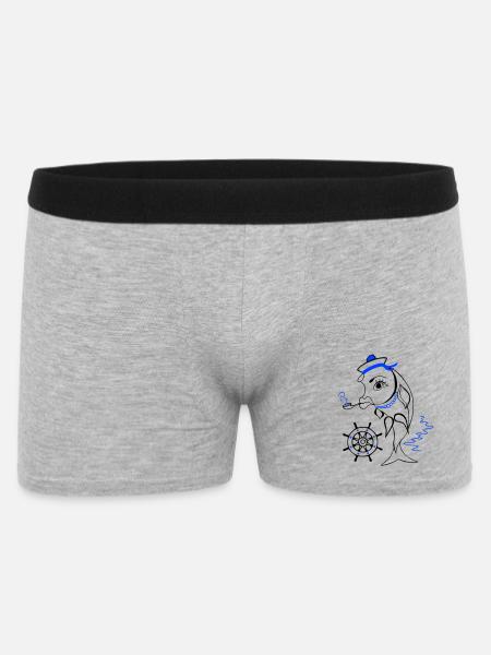 Sailor, Fish, Ahoy - Men's Boxer Shorts - heather grey