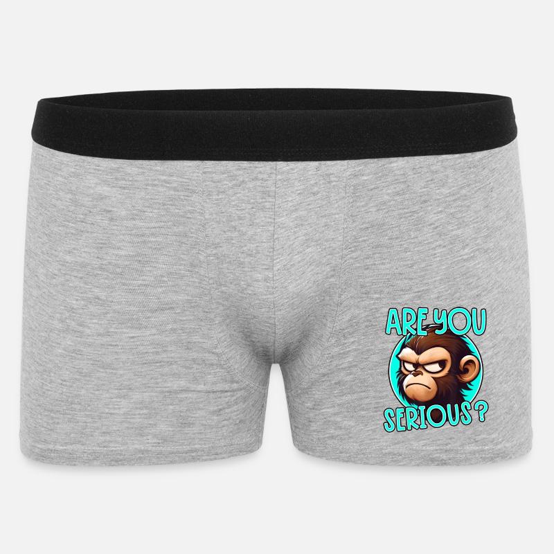Bist du Serious Monkey? - Männer Boxer Shorts - Grau meliert