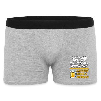 Gestern Heute Morgen Lustiger Bier Spruch - Männer Boxer Shorts - Grau meliert - Vorne