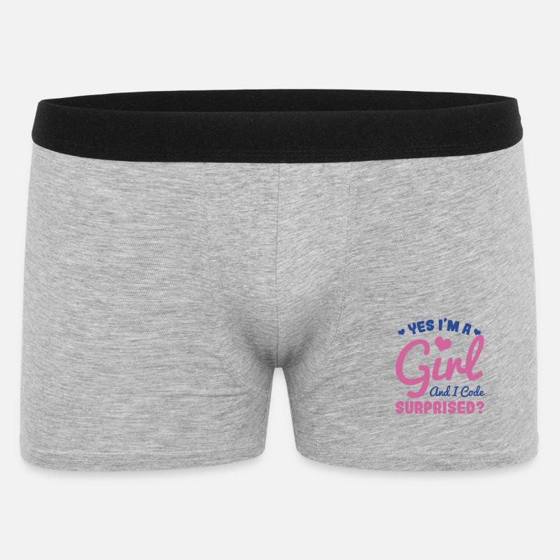 Fille et programmeuse - Boxer Homme - gris chiné