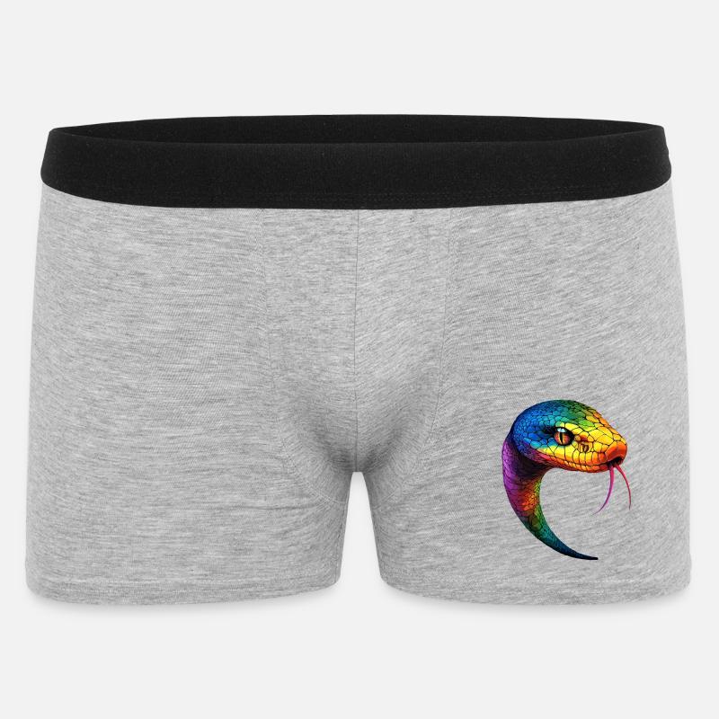 Schlange Python Kobra Mamba Klapperschlange Snake - Männer Boxer Shorts - Grau meliert