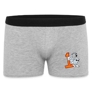 Zahl 1 Nummer Eins - Schneeleopard Motiv - Männer Boxer Shorts - Grau meliert - Vorne