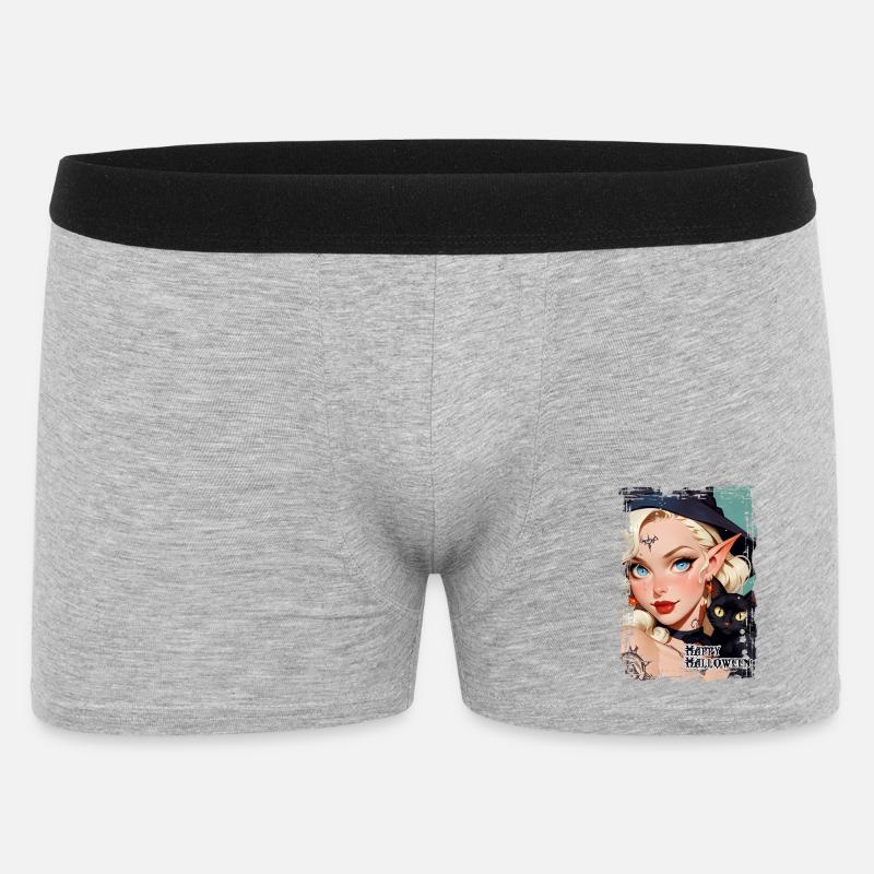Happy Halloween - Männer Boxer Shorts - Grau meliert