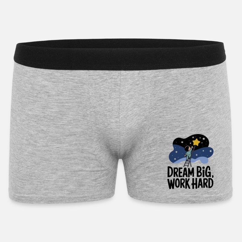 Träume groß, arbeite hart Sternensucher - Männer Boxer Shorts - Grau meliert