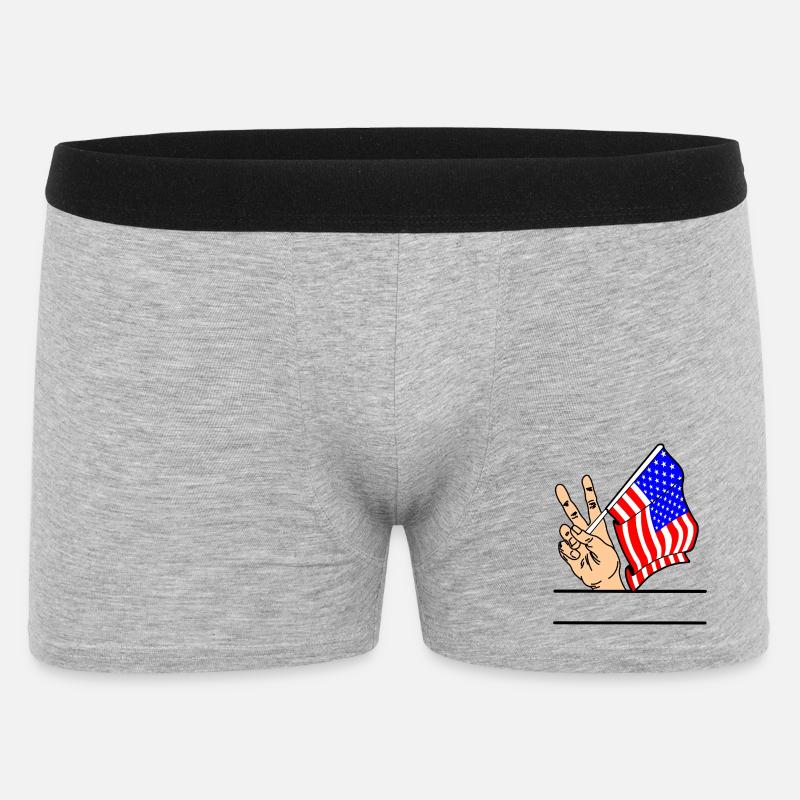 Flagge USA Friedenszeichen Textraum - Männer Boxer Shorts - Grau meliert