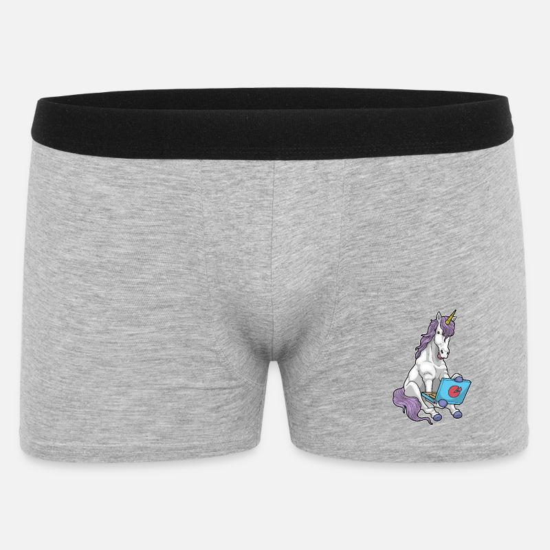 Einhorn Pizza - Männer Boxer Shorts - Grau meliert