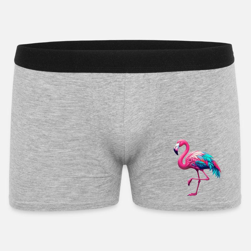 Flamingo - Männer Boxer Shorts - Grau meliert