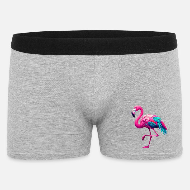 Flamingo - Männer Boxer Shorts - Grau meliert