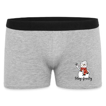 Fröhlicher Schneemann mit rotem Schal - Männer Boxer Shorts - Grau meliert - Vorne