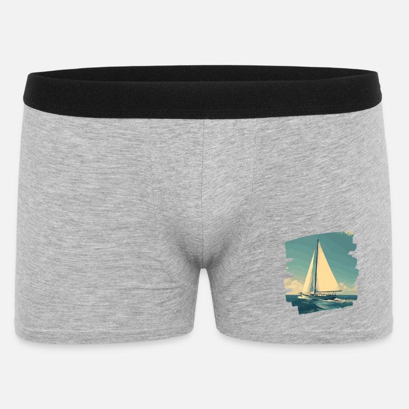 Segelboot Retro - Männer Boxer Shorts - Grau meliert