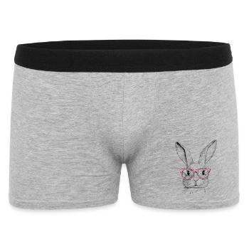 Hasenohren Bunny Brille Kaninchen Hase Geschenk - Männer Boxer Shorts - Grau meliert - Vorne