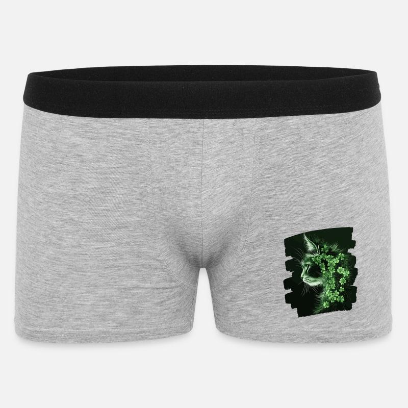 St Patricks day Katze - Männer Boxer Shorts - Grau meliert