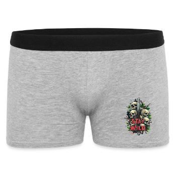 Stay Wild Knife Messer Lebensmotto - Männer Boxer Shorts - Grau meliert - Vorne