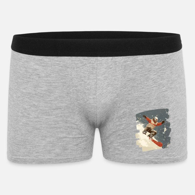 Snowboarder Pulverschnee - Männer Boxer Shorts - Grau meliert
