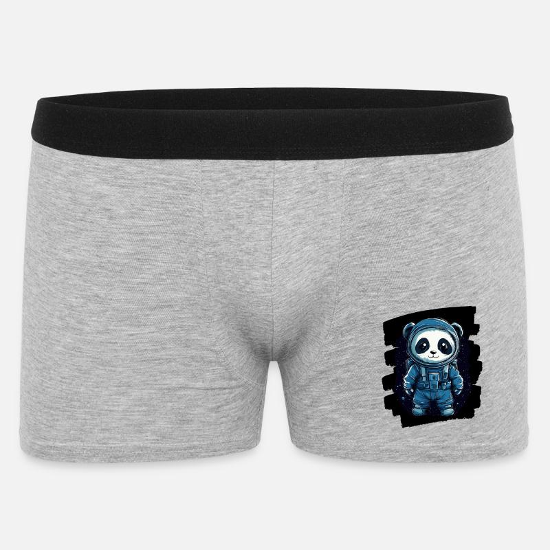 Panda Astronaut - Männer Boxer Shorts - Grau meliert