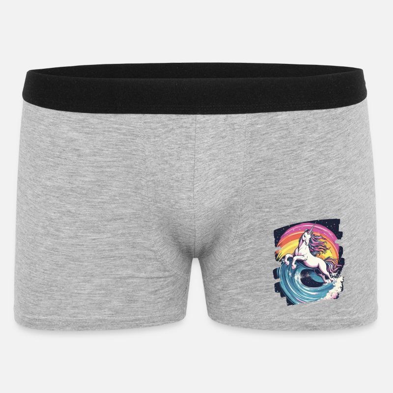 Einhorn - Männer Boxer Shorts - Grau meliert