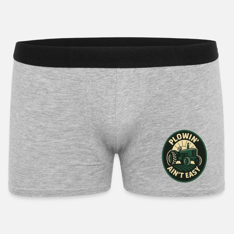 Plowin Aint Easy - Männer Boxer Shorts - Grau meliert