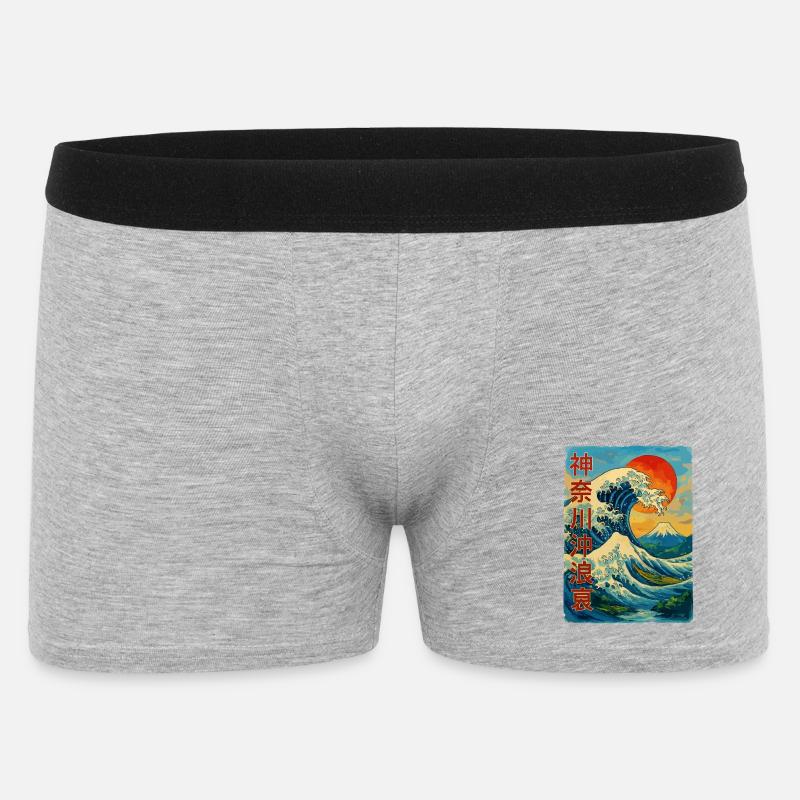 La Grande Vague devant Kanagawa Comic Style - Boxer Homme - gris chiné