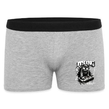 Musique Chat DJ Fête Platines Fun - Boxer Homme - gris chiné - Devant