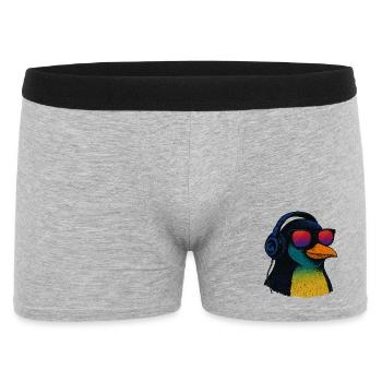 Cool Penguin with Sunglasses Music Headphones - Men's Boxer Shorts - heather grey - Front