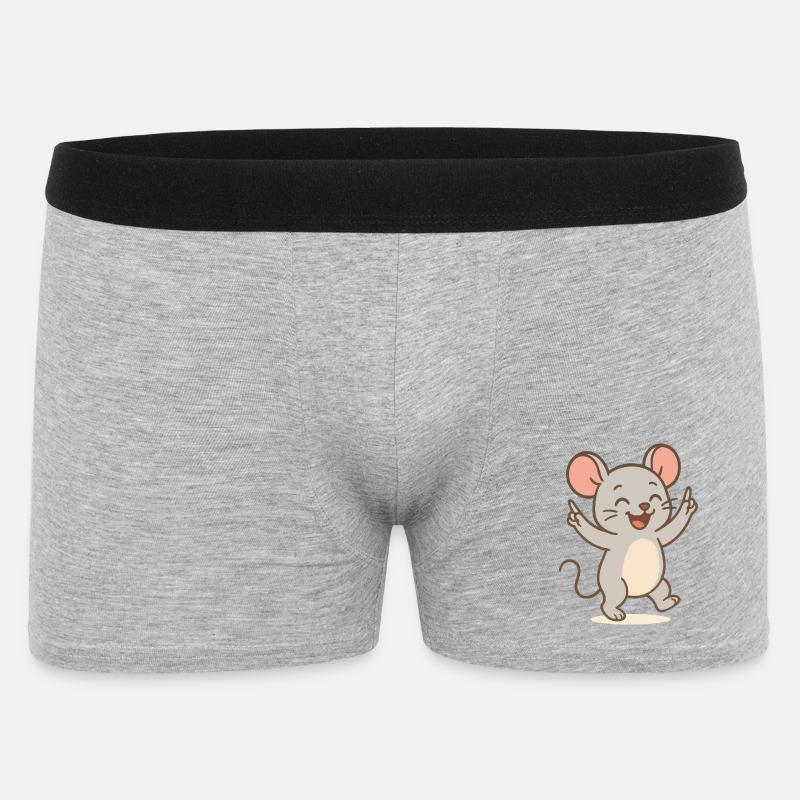 Glücks-Maus - Männer Boxer Shorts - Grau meliert