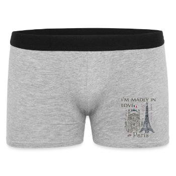 Paris, Louvre et la Tour Eiffel dessinés à la main - Boxer Homme - gris chiné - Devant