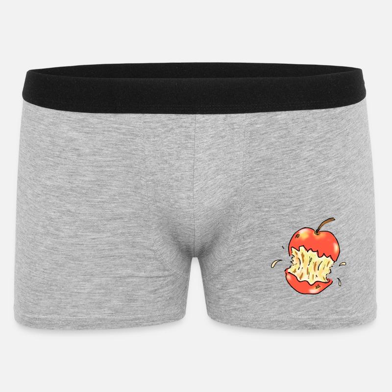 Roter Apfel angebissen Illustration - Männer Boxer Shorts - Grau meliert