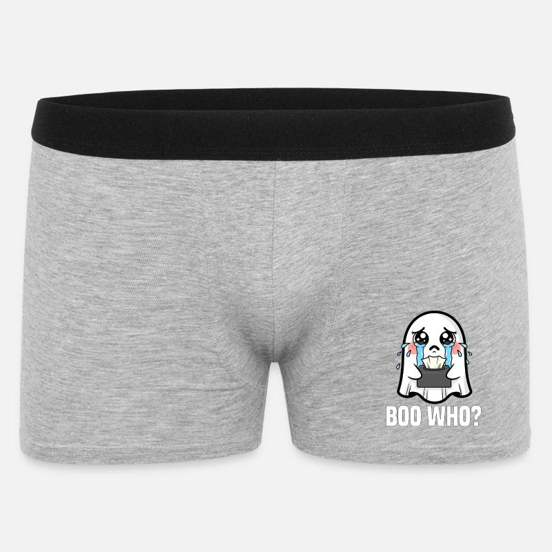 WER WIRD AUSGEBUHT? - GHOST HALLOWEEN - Männer Boxer Shorts - Grau meliert