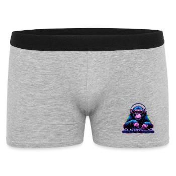 Bunter DJ-Affe mit Kopfhörern und Brille - Männer Boxer Shorts - Grau meliert - Vorne