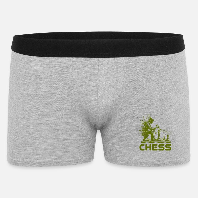 Schachspieler Silhouette mit Farbexplosion - Männer Boxer Shorts - Grau meliert