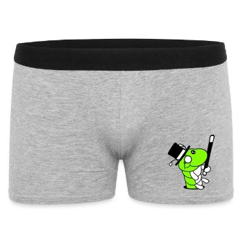 Raupe Sir Herr reich Monokel Brille Zylinder Loch - Männer Boxer Shorts - Grau meliert - Vorne