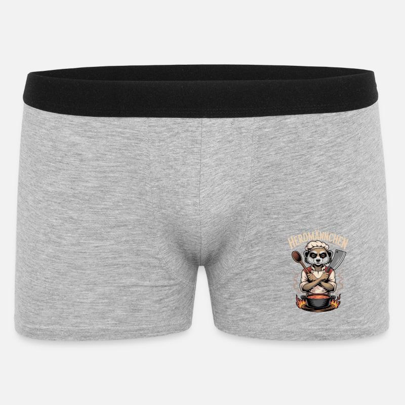 Herdmannchen Kochen Lustiger Koch Herdmannchen - Männer Boxer Shorts - Grau meliert