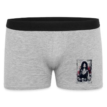 Fille Manga Effrayante avec Kimono et Crâne - Boxer Homme - gris chiné - Devant